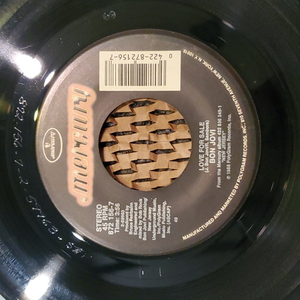 2/$8 BON JOVI Born To Be My Baby and Love For Sale 45 Vinyl Record